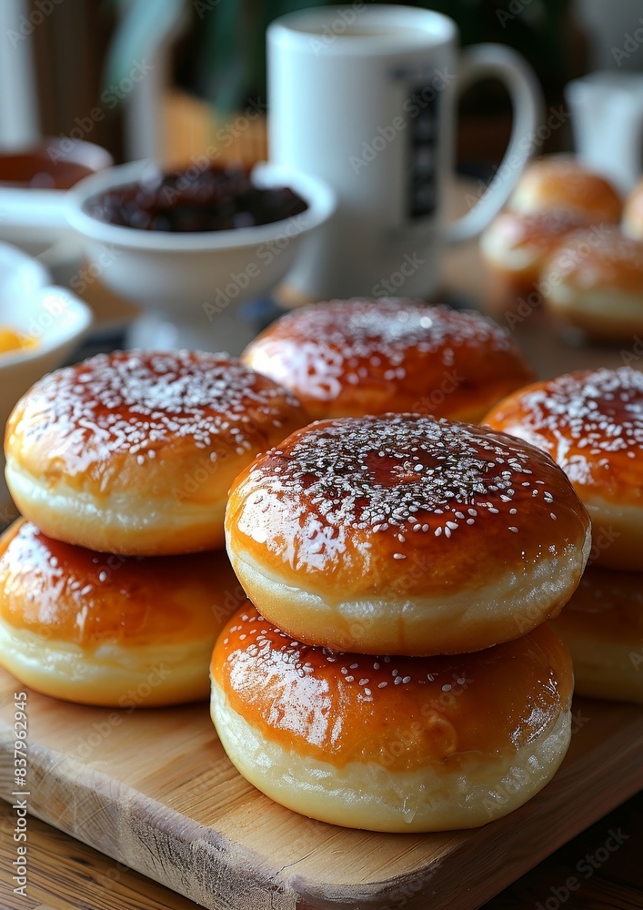 Dorayaki - Pancake-like buns filled with sweet red bean paste. Dorayaki - Pancake-like buns filled with sweet red bean paste.