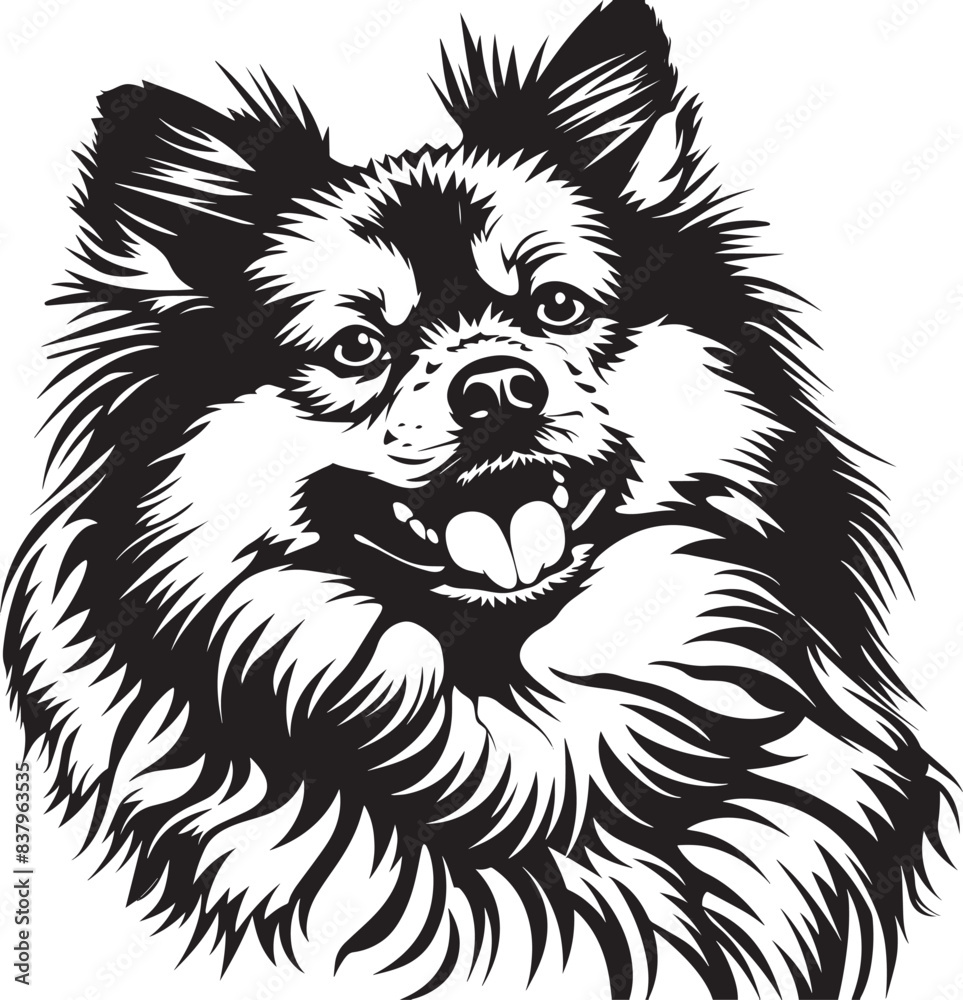 Fototapeta premium Keeshond dog clipart, Keeshond black vector