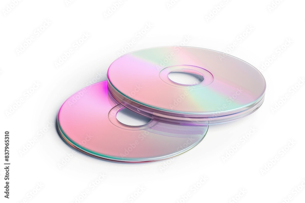 Two CDs with a rainbow design on them. The CDs are placed on top of each other. The CDs are colorful and have a fun, playful design Two CDs with a rainbow design on them. The CDs are placed on top of each other. The CDs are colorful and have a fun, playful design