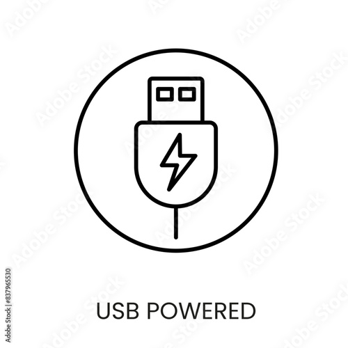 Usb powered line vector icon for packaging on cctv camera with editable stroke