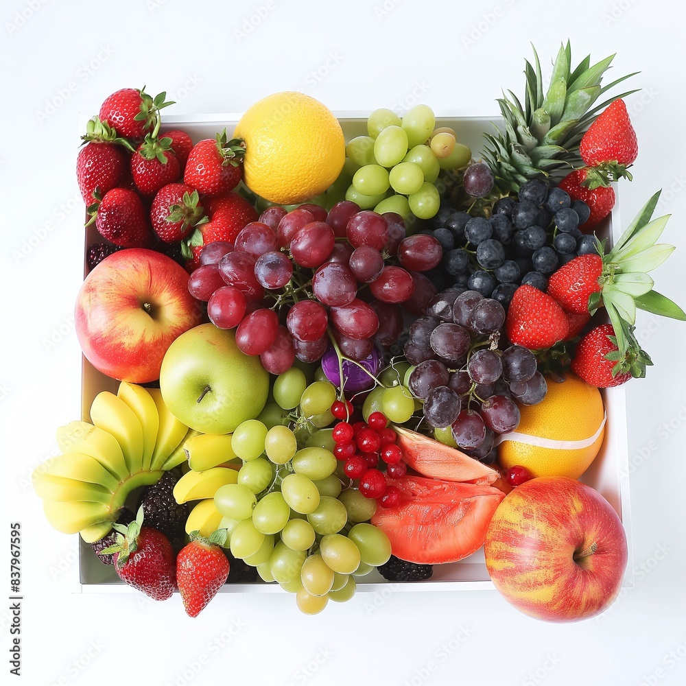Assorted fresh fruits in a box Assorted fresh fruits in a box