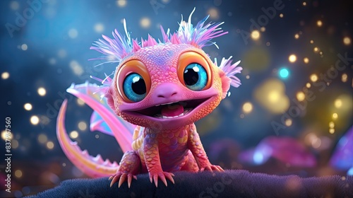 A Magical Dragonlet Smiles Under a Starry Sky