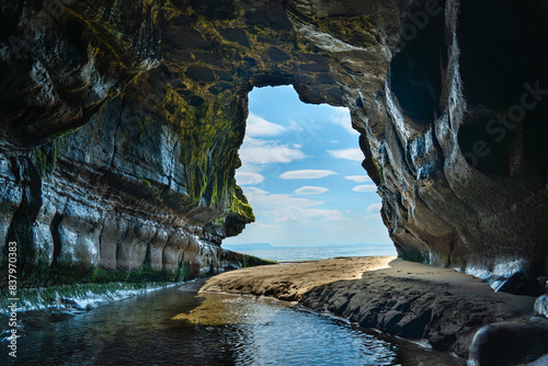 Waterfall in the cave. Donegal. Wild Atlantic Way. 