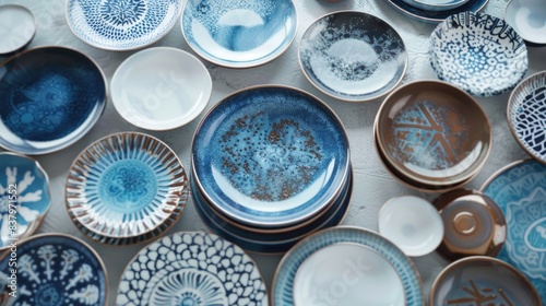 A collection of blue and white plates on a table  perfect for a formal dinner or special occasion