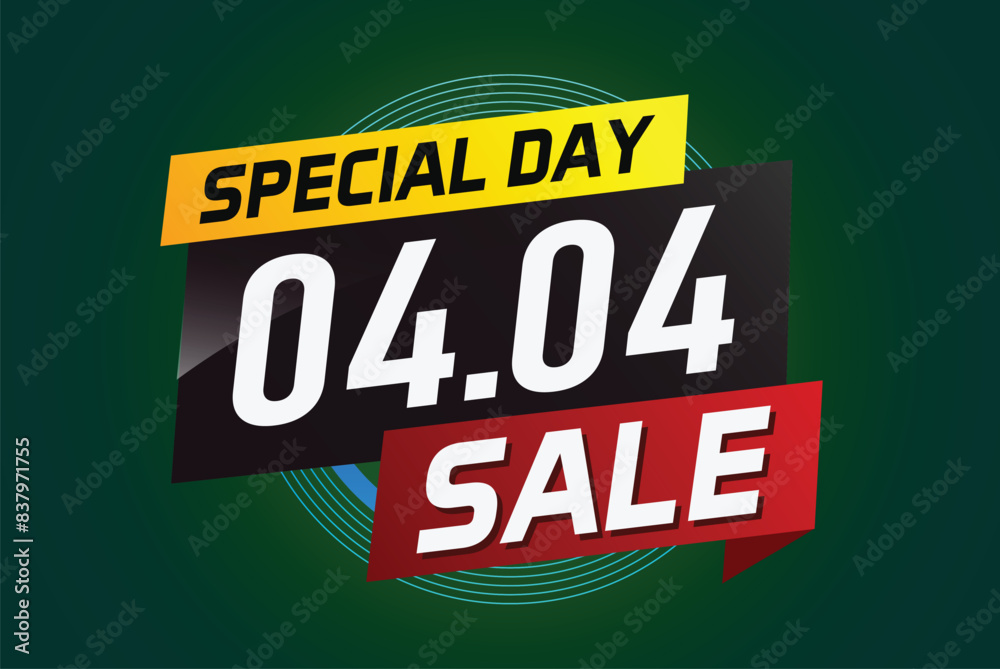 Fototapeta premium 4.4 Special day sale word concept vector illustration with ribbon and 3d style for use landing page, template, ui, web, mobile app, poster, banner, flyer, background, gift card, coupon