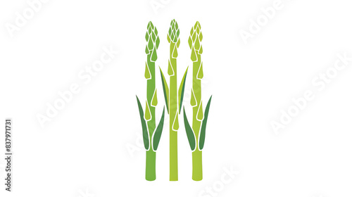 Simple  clear  artisanal stencil print style illustration of asparagus spears isolated on white background. Stencilled graphic design  modern  minimalist  trendy  product