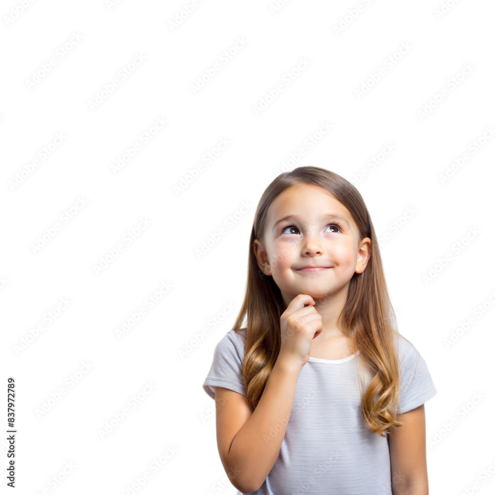 Portrait of a thinking young girl isolated on white background Portrait of a thinking young girl isolated on white background