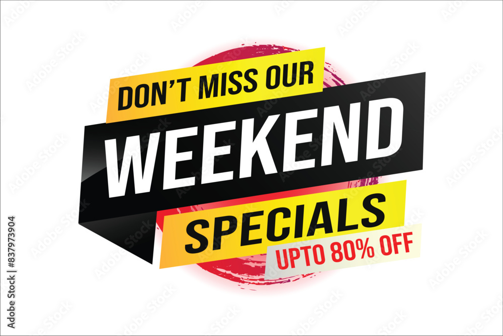 Fototapeta premium weekend specials word concept vector illustration and 3d style, landing page, template, ui, web, mobile app, poster, banner, flyer, background, gift card, coupon, label, wallpaper