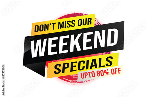 weekend specials word concept vector illustration and 3d style, landing page, template, ui, web, mobile app, poster, banner, flyer, background, gift card, coupon, label, wallpaper

