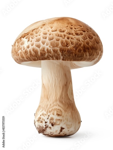 High-Resolution Close-Up of Spotted Mushroom, Isolated on White