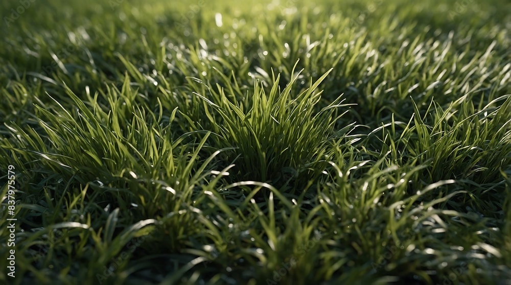Close-up of lush green grass in a meadow during spring or summer Close-up of lush green grass in a meadow during spring or summer