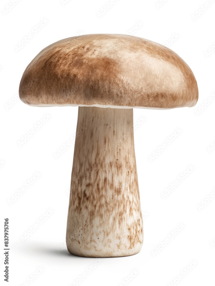 Single Wild Mushroom with Smooth Cap Isolated on White Background Single Wild Mushroom with Smooth Cap Isolated on White Background
