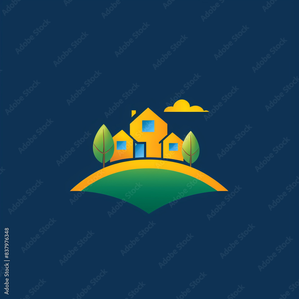 Fototapeta premium house icon and logo on black background