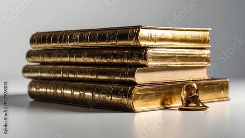 Stack of gold books, and isolated on a white background