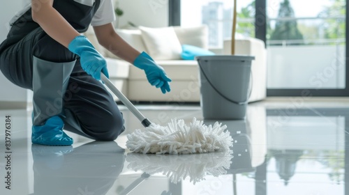 The Cleaner Mopping Floor photo