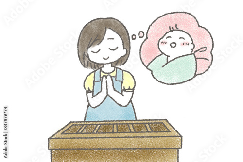 戌の日に参拝する妊娠中の女性