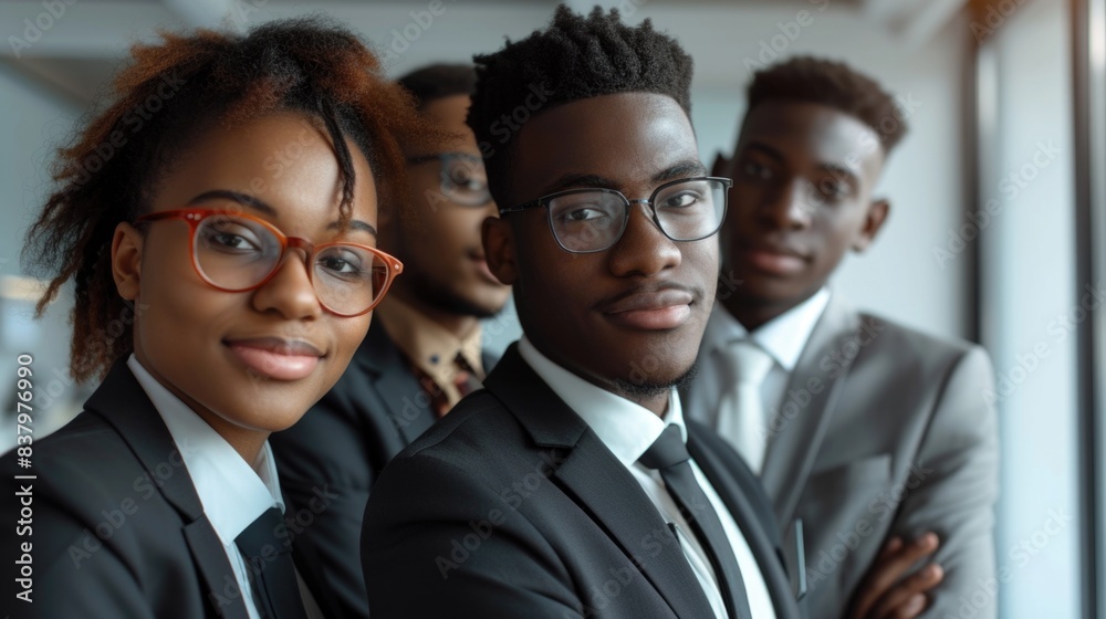 Group of professionals posing next to each other, suitable for corporate or work-related uses Group of professionals posing next to each other, suitable for corporate or work-related uses