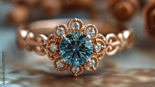 blue diamond gemstone golden ring © Majed