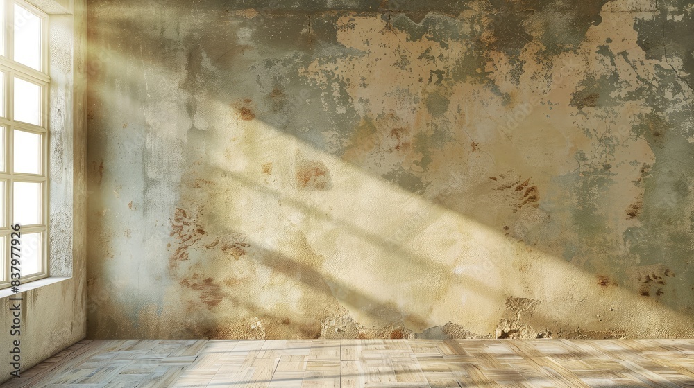 Grunge wall in an ancient-themed living room with daylight Grunge wall in an ancient-themed living room with daylight