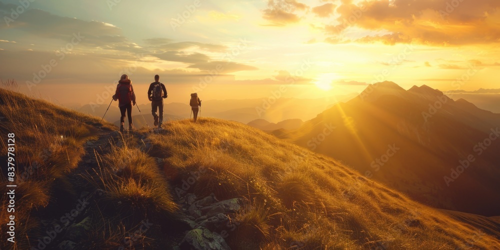 Mountain travel hike people adventure man summer journey tourism group sunset trekking. Hike travel woman mountain walk active Mountain travel hike people adventure man summer journey tourism group sunset trekking. Hike travel woman mountain walk active
