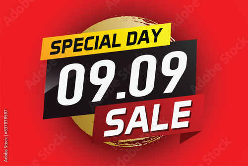 9.9 Special day sale word concept vector illustration with ribbon and 3d style for use landing page, template, ui, web, mobile app, poster, banner, flyer, background, gift card, coupon

