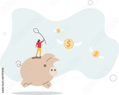 Investor return in stock market investment in financial crisis, money loss in economic collapse or searching for yield.flat vector illustration.