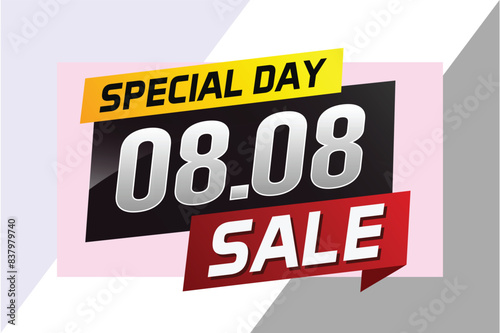 8.8 Special day sale word concept vector illustration with ribbon and 3d style for use landing page, template, ui, web, mobile app, poster, banner, flyer, background, gift card, coupon

