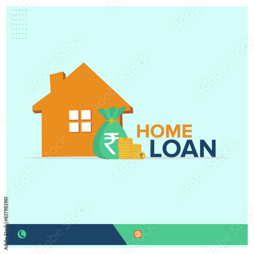 Home Loan, Money bag, Home Buy concept Vector Design