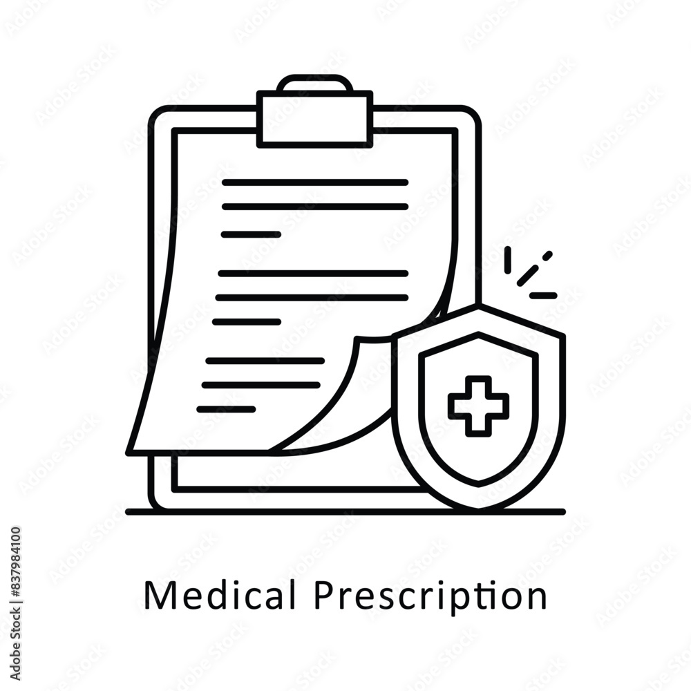 Medical Prescription vector outline icon style illustration. Symbol on White background EPS 10 File Medical Prescription vector outline icon style illustration. Symbol on White background EPS 10 File