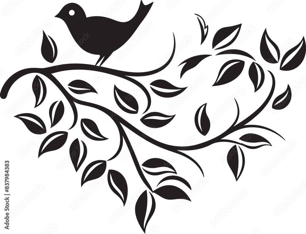 Naklejka premium Branching Out Birds Haven Leafy Refuge Birds Sanctuary