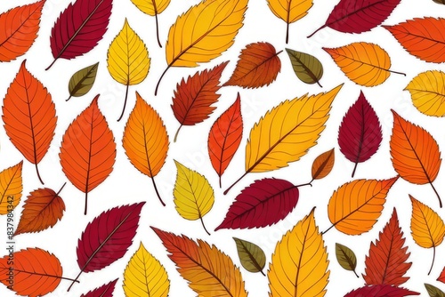 Bright autumn leaves on a white background.