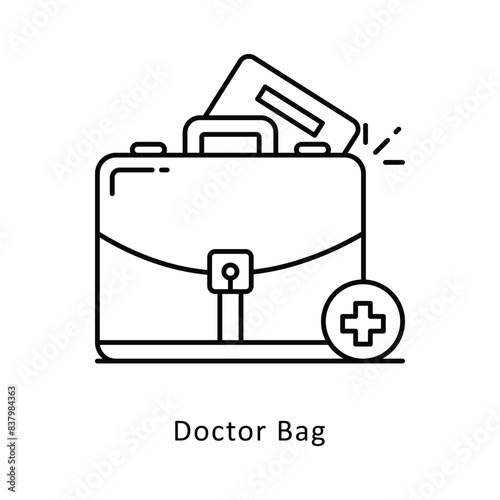 Doctor Bag vector outline icon style illustration. Symbol on White background EPS 10 File