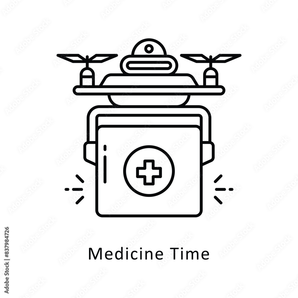 Medicine Time vector outline icon style illustration. Symbol on White background EPS 10 File Medicine Time vector outline icon style illustration. Symbol on White background EPS 10 File