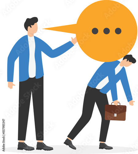 Group of businessmen carrying the speech bubble, businessmen withstand pressure on speech bubble

