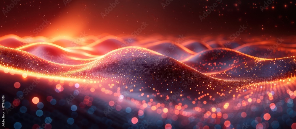 Obraz premium Wave weaving lines network connection technology