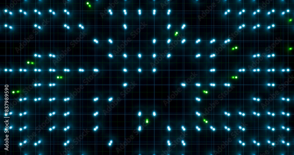 Digital connections, illuminated dots. Wire frame with green and blue lights. Technology, switch board, node tree, control panel. Digital connections, illuminated dots. Wire frame with green and blue lights. Technology, switch board, node tree, control panel.