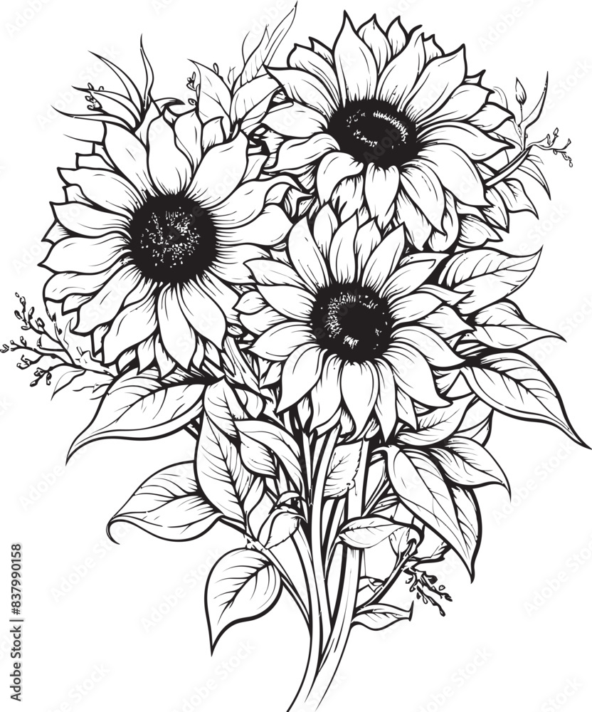 Fototapeta premium Sunflower Delight Vector Logo Design Sunflower Beauty Bouquet Icon Graphic