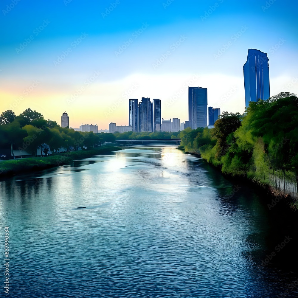 Obraz premium 물이 흐르는 아름다운 도시