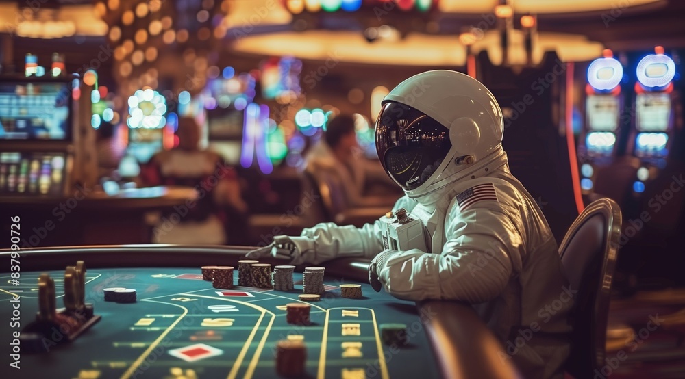 astronaut plays in casino .Generative AI