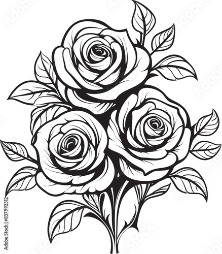 Wallpaper Mural Blossoming Roses Iconic Graphic Art Petal Perfection Rose Bunch Logo Torontodigital.ca