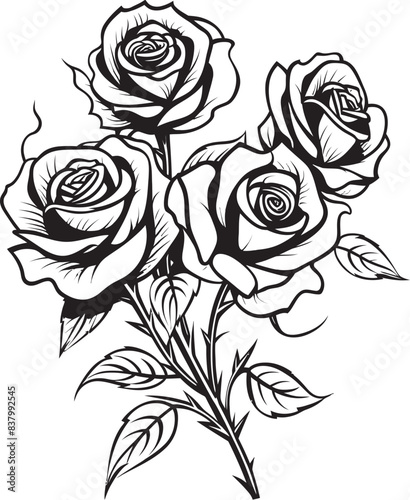 Wallpaper Mural Elegant Rose Bouquet Vector Graphic Bliss Rosy Bloom Symphony Graphic Logo Design Torontodigital.ca
