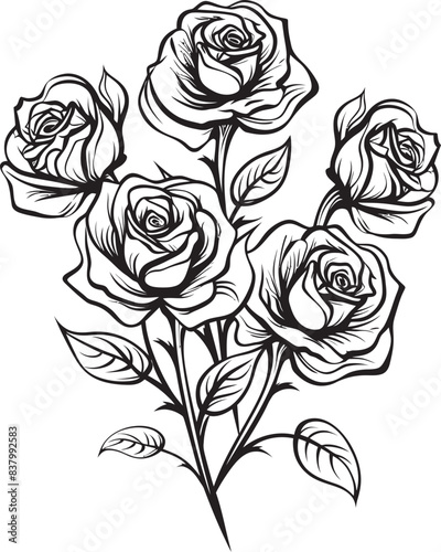 Wallpaper Mural Graceful Roses Rose Bunch Iconic Rosy Symphony Graphic Design Harmony Torontodigital.ca
