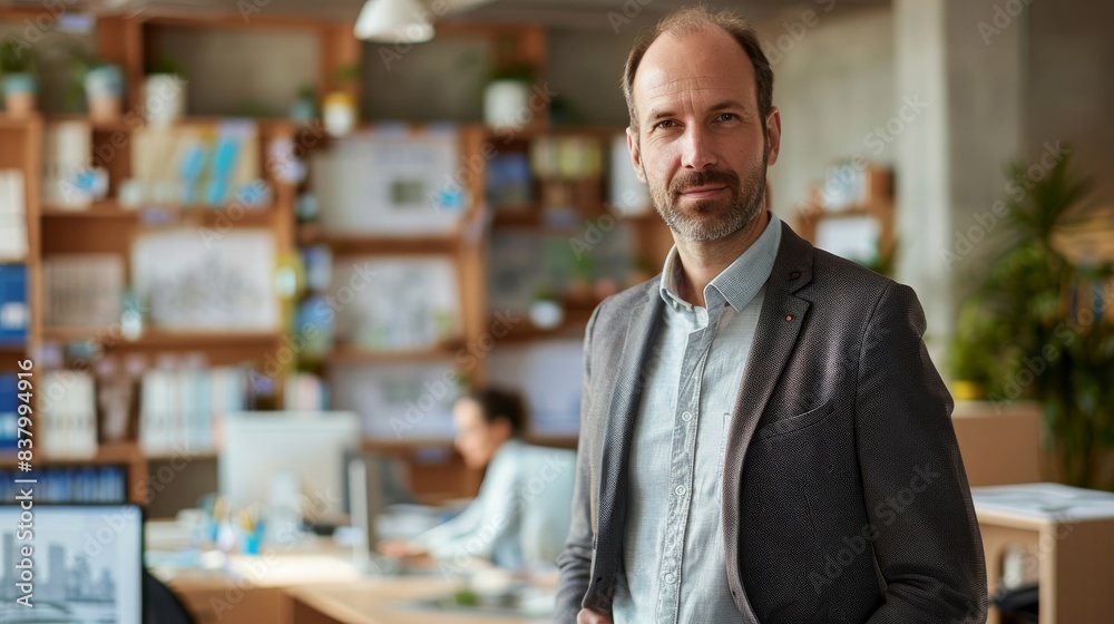Portrait of an Urban Planner in a Modern Office.. Portrait of an Urban Planner in a Modern Office..