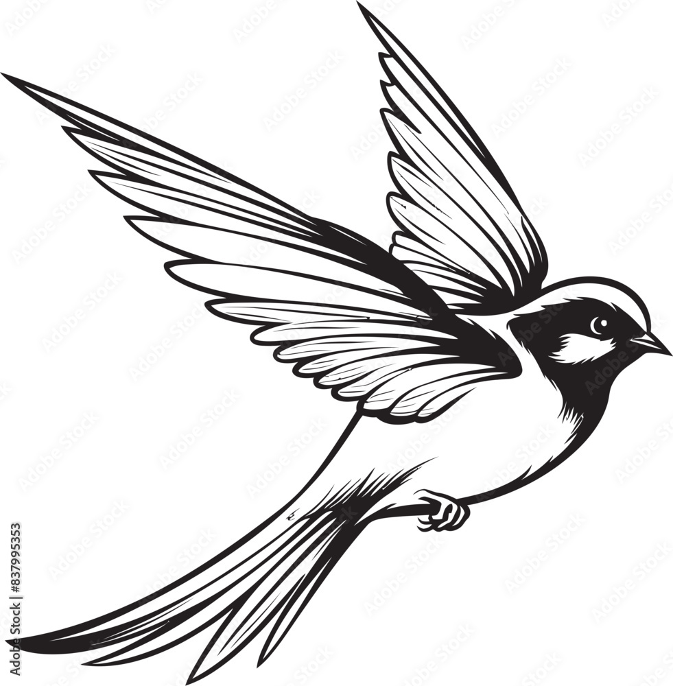 Naklejka premium Cloud Canopy Vector House Bird Whistling Wings Cartoon Iconic Art