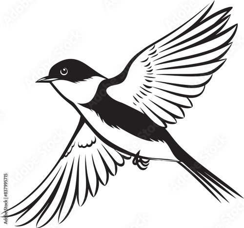 Sky Sojourn Flying Bird Icon Whimsical Wings Vector Bird Design