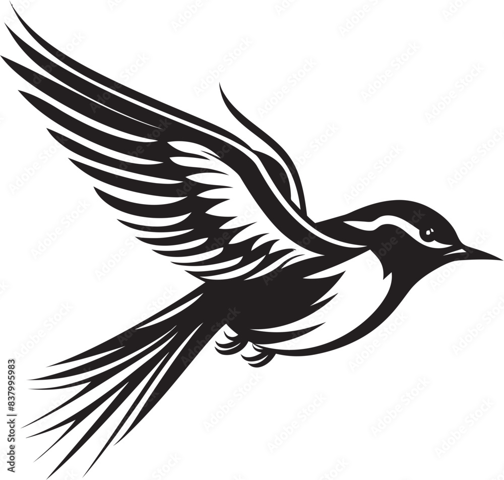 Fototapeta premium Whimsical Wings Vector Bird Design Flight of Fancy Cartoon Iconic Art