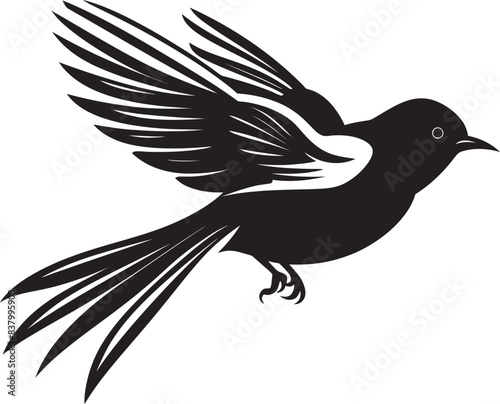 Sky Sojourn Flying Bird Icon Whimsical Wings Vector Iconic Design