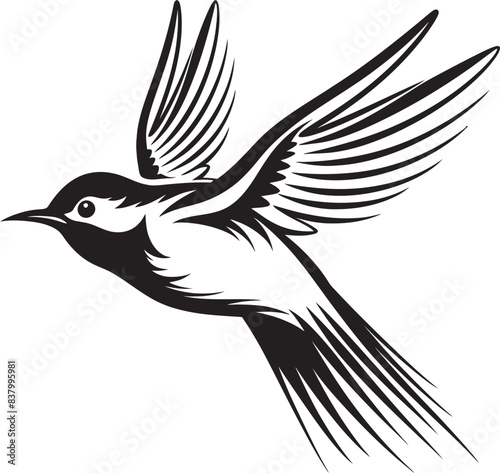 Sky Sojourn Flying Bird Icon Whimsical Wings Vector Bird Design