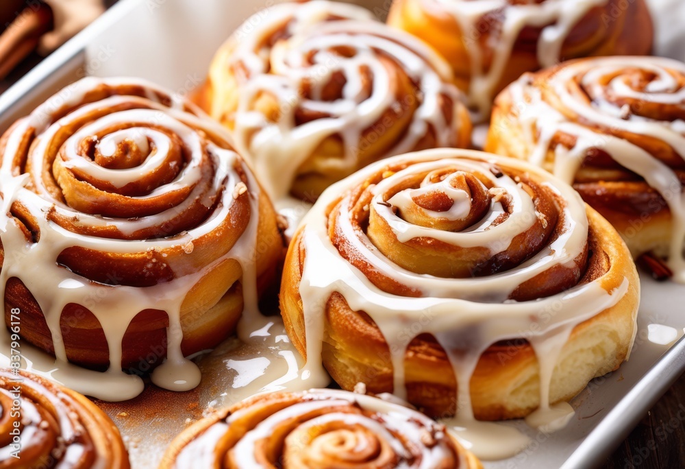 delicious cinnamon rolls sweet icing drizzle, pastry, dessert, homemade, sugary, treat, swirl, bakery, flavor, snack, glaze, tasty, scrumptious, appetizing