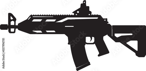 Tactical Armament Modern Gun Icon Design Rapid Firepower Vector Logo Art